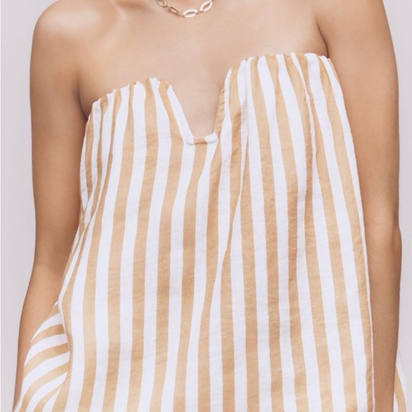 Anthropologie Tops - Anthropologie Beige and White Striped Maeve Strapless Top